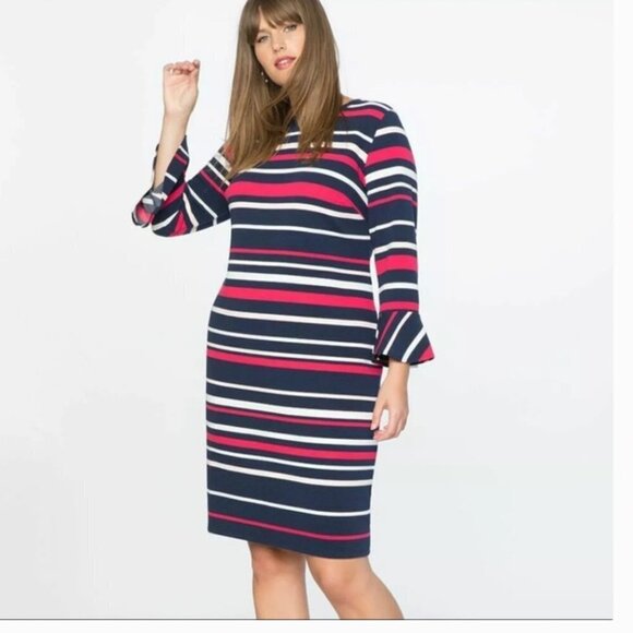 Draper James x Eloquii Ottoman Stripe Dress 14 - Picture 1 of 12